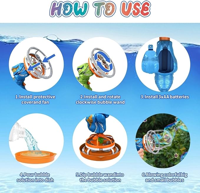 Dino Bubble Gun Bubble Machine for Dinosaur Bubble Blower Toy for Kids and Toddlers Bubble in Bubble Gun Party Favors Birthday for 3 4 5 6 7 8 9 10+Years Old Boys and Girls (Red)