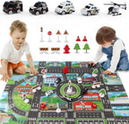 Dwi Dowellin 5 in 1 Airplane Toys with Light and Sound,Police car Toys with Activity Mat, Christmas Birthday Gifts for Kids 3 4 5 6 Year Old Boys Girls