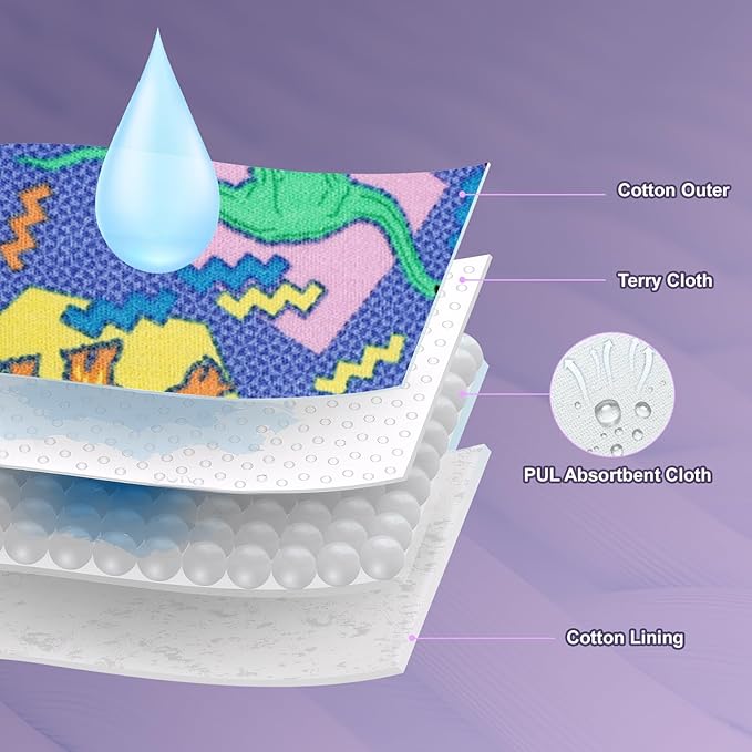 MooMoo Baby Absorbent Potty Training Pants 8 Packs Cotton Training Underwear for Girls 5T