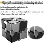 Metal Fidget Toys Infinity Cube for Men Anxiety Stress Relief Aluminum Alloy Material (Black & Silver)