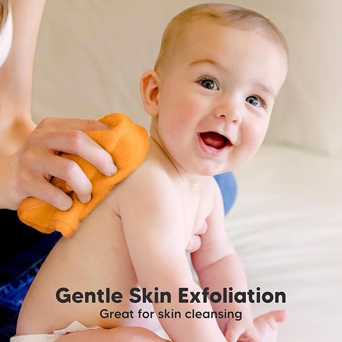 6-Pack Baby Washcloths - Soft Absorbent Viscose from Bamboo Wash Cloths for Babies, Kids, Toddlers, Infant, Newborn Bath Towels, Gentle on Sensitive Skin, 10x10 Reusable Face Towels (Carrot)