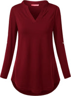 Joymom Maternity Rolled Long Sleeve Nursing Tops Tunic Blouses Breastfeeding