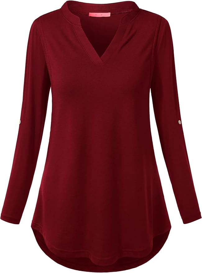 Joymom Maternity Rolled Long Sleeve Nursing Tops Tunic Blouses Breastfeeding