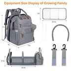 Baby Diaper Bag, Backpack with Changing Table, Unisex Baby Bag, with Diaper Pad, USB Charging Port, Insulated Pacifier Case, Multifunctional Waterproof Travel Diaper Bag, Gift for Newborn Baby (Grey)