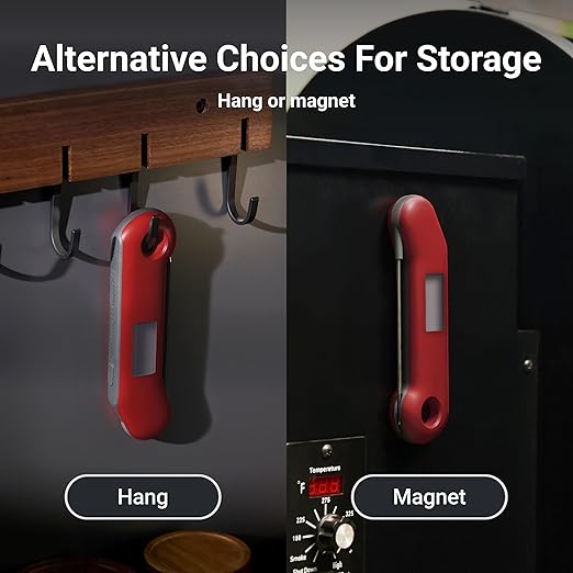 ThermoMaven Professional Digital Meat Thermometer, Ultra Fast 0.5 Sec Instant Read, NIST Certified Accurate to ±0.5°F, IP67 Waterproof, Backlit & Auto-Rotating Display, Auto Wake/Sleep, Dark Red&Gray