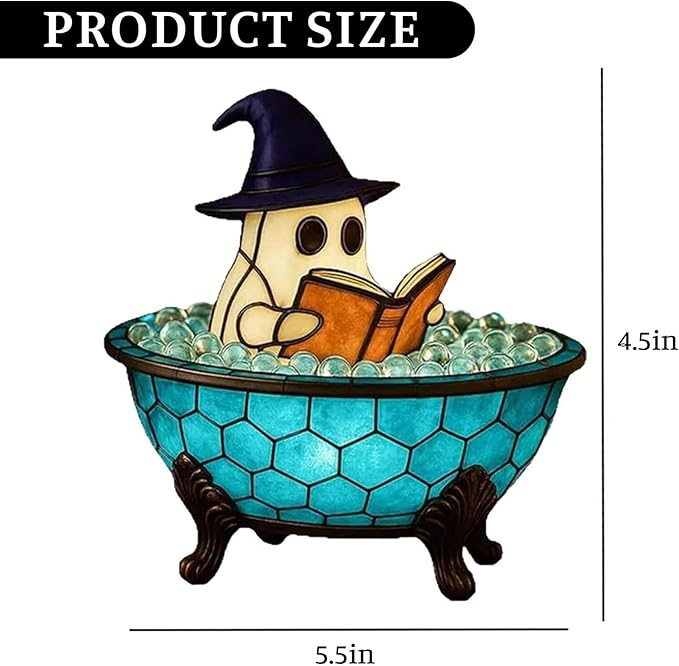 Ghost Bubble Bath Lamp, Halloween Light up Ghost Night Light, LED Flickering Nightlight, Cute Bathtub Spooky Books Nightlight for Halloween Ghost Decor