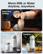 Bear Portable Bottle Warmer for Travel, Milk Warmer for Breastmilk Formula, 17oz Large Capacity Water Warmer with Precise Temp Control, Fast Heating&Long Battery for Travel Car Airplane
