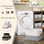 COMFY-HOMI 3-Pack Cotton Rope Woven Basket with Handles for Shelves, Book, Cloth Basket|Dog Toy Basket for Organizingy|13.5" x 11" x 9.5" for Bedroom（White/Grey）