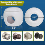 Door Knob Safety Cover for Kids (6 Pack) Hard-to-Remove Dual-Lock Door Handle Covers for Kids - Reusable Baby Proof Door Knob Locks - Installs Easily, No Tools Needed (White)