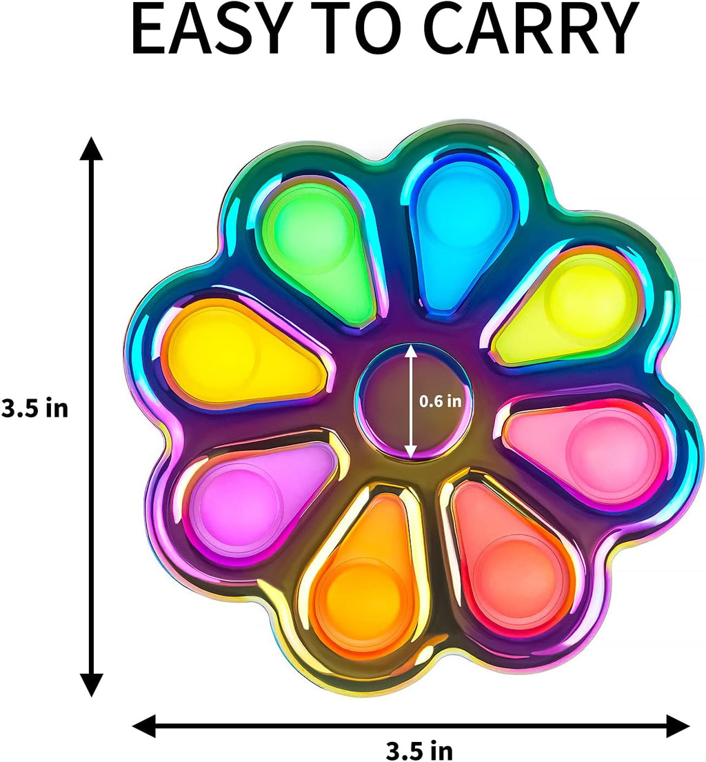 Metal Fidget Spinner, Push Popping Bubble Fidgets Sensory Toys, Party Favors for Kids 3-12, Toy for Adult Anxiety Relief, Gifts for Autistic Boys (Flower)
