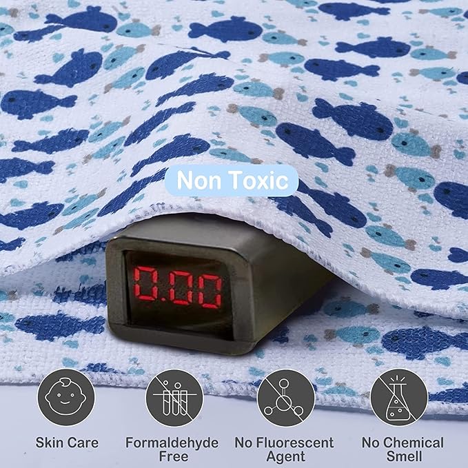 Softan Baby Washcloths, 24Pack Baby Wash Cloths Extra Soft & Ultra Absorbent, Baby Towels and Washcloths Face Towel Unisex for Boys Girls Body, Washclothes Gentle on Sensitive Skin, 9x9 Blue Whale