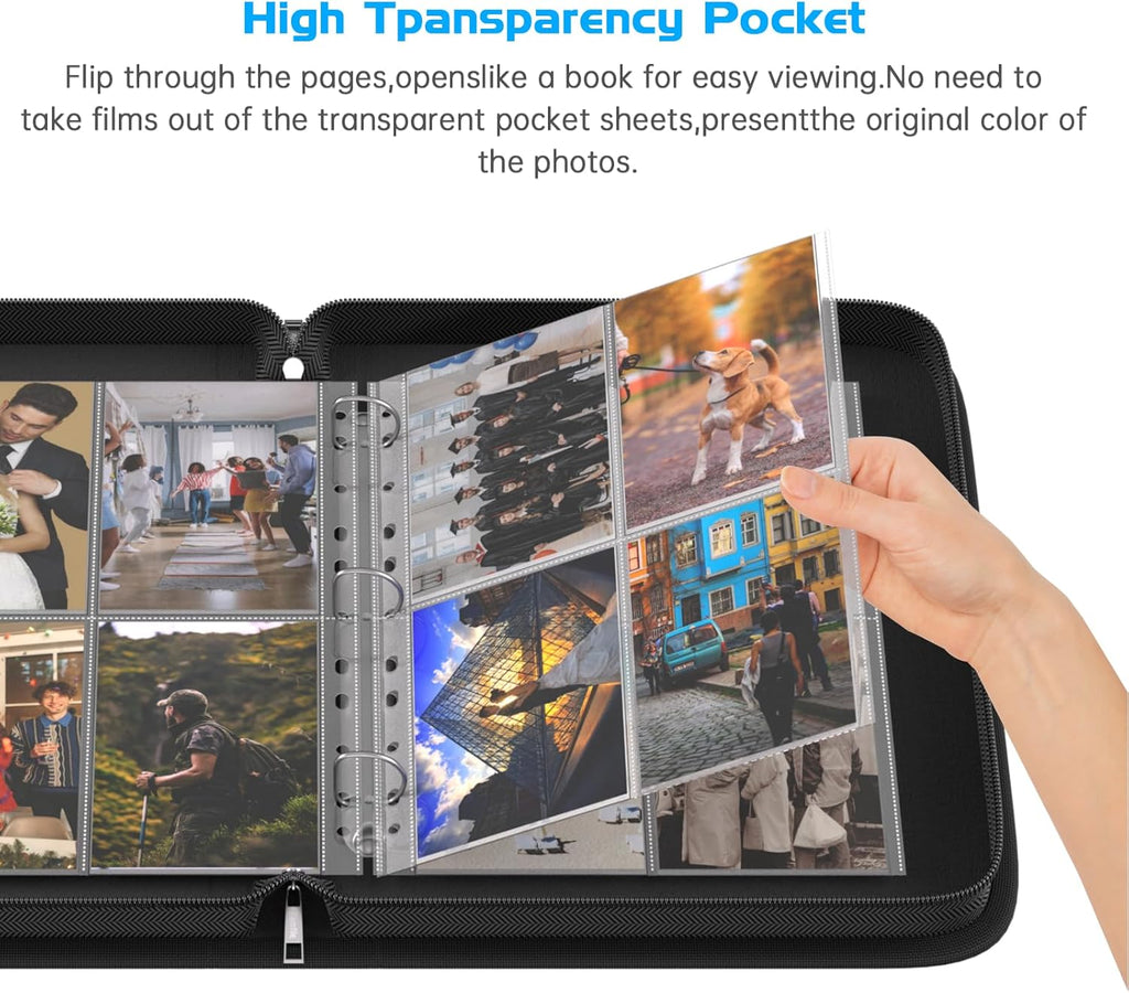 Tamfile Large 4x6" 400 Pocket Album, Fireproof Photo Binder with Plastic Sleeves (50 Pages), Waterproof Heavy Duty Photo Portfolio Folder with Clear Sheet Protectors, Each Page Holds 8 Pictures