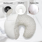 LAT Nursing Pillow for Breastfeeding,100% Cotton Removable Cover,Ergonomic Breast Feeding Pillows for Mom and Baby,Machine Washable(Gray Arrow)