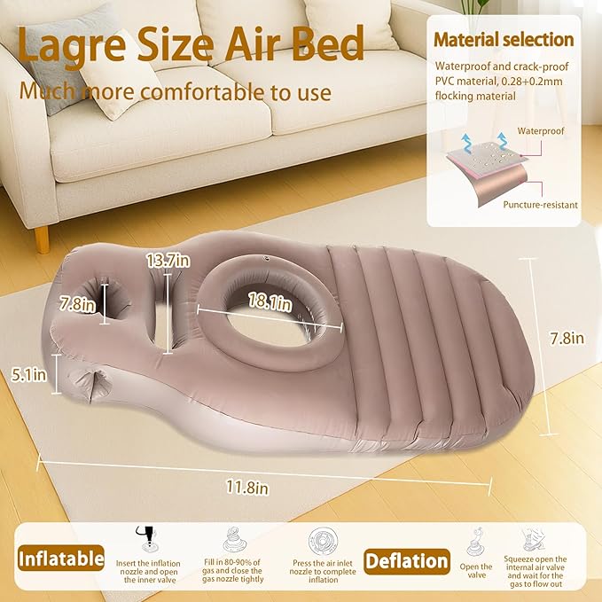 Inflatable Pregnancy Sleep Pillow: for Stomach Sleeping Full Body Mattress with Belly Hole Maternity Airbed for Pregnant Women Pregnancy Rest,Back & Hip Pressure Relief