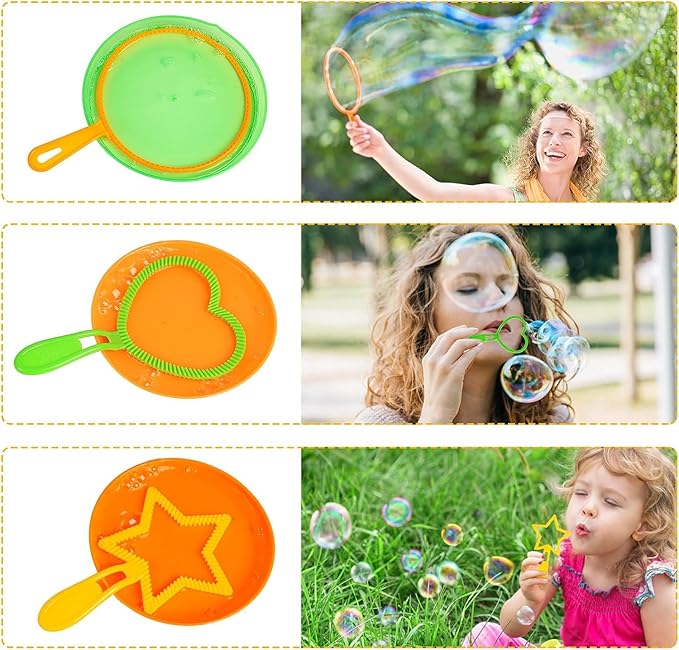 Roberly 25 PCS Big Bubble Wands Set with Tray Solution, Giant Bubbles Wands Toys for Kids Adults Summer Outdoor Activities Birthday Gifts Party Favors