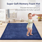 ACOMOPACK Baby Play Mat for Floor 1.3" Thick Memory Foam Play Mat 59"×71" Tummy Time Crawling with Non-Slip Bottom for Living Room,Nursery,Soft Velvet Playpen Mats for Kids,Infants（Royal Blue）