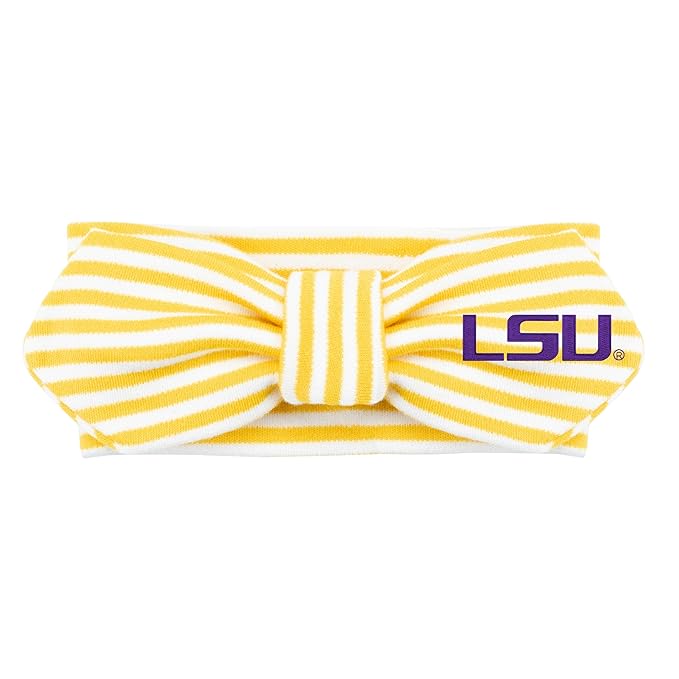 Creative Knitwear LSU Tigers Infant Girls Gold/White Striped Hair Knot Headband Embroidered Logo - Size Newborn - 4T