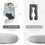 MOON PARK Pregnancy Pillows for Sleeping - U Shaped Full Body Maternity Pillow with Removable Cover - Support for Back, Legs, Belly, HIPS - 65 Inch - Light Grey - Cooling Cover