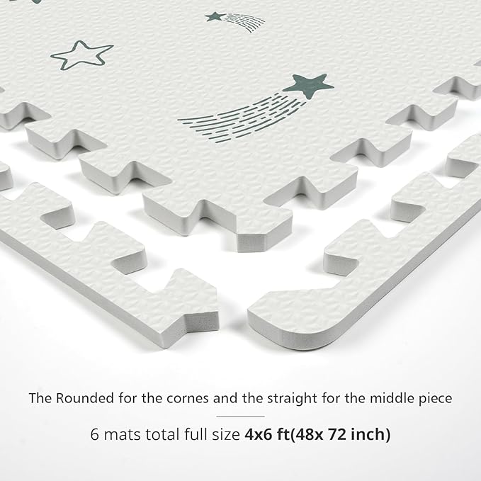 Baby Foam Play Mat, PIGLOG 72x48 Baby Crawling Mat, Floor Mats for Kids for Infants with Interlocking Floor Tiles, Toddler Playmats for Indoor and Outdoor, Easy to Clean Playroom Mats, Meteor Shower