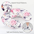 Pea Pod Nursing Pillow Cover for Baby Girl, Stretchy Removable Slipcover for Breastfeeding Pillows, Ultra Soft Comfortable Nursing Pillowcase, Baby Must Have (Pink Floral)