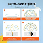 VEVOR Climbing Dome, 12FT Geometric Dome Climber Play Center for Kids 3 to 10 Years Old, Jungle Gym Supports 750LBS and Easy Assembly, with Climbing Grip, Outdoor Backyard Play Equipment for Kids