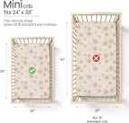 lulumoon Mini Crib Sheets Muslin: Soft Cotton Fitted Mini Crib Mattress Sheets for Boys and Girls 2Pack