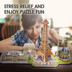 CubicFun 3D Puzzle LED Paris Cityline, 115 Pieces, 1 Count, Ages 8-12, Modern Style, Unisex, Gray, Intermediate Skill, Patience Skill, 15.748 x 4 x 12.87 inches, Assembly & Disassembly, PUZZLES