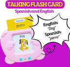 ZeenKind Spanish & English Talking Flash Cards with 510 Sight Words for Toddlers 3 4 5 6 Years Old, Learn Spanish for Kids, Audible Pocket Speech Early Learning Bilingual Flashcard Toys, 255 Cards.