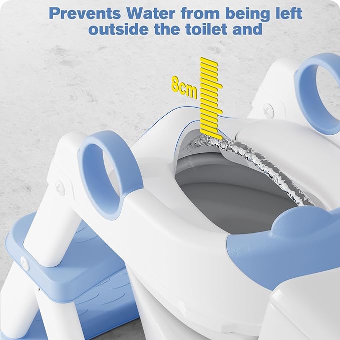 Potty Training Seat, Upgrade Toddler Toilet Seat for Kids Boys Girls, 2 in 1 Potty Training Toilet for Kids, Splash Guard Anti-Slip Pad Step Stool(Blue)