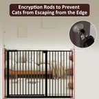 DEARBB Extra Wide Baby Gate Ultra Narrow Spacing 30.11-77.36" Pressure Mounted Double Lock Swing Auto Close Walk Through Metal Safety Pet Gate for Stairs and House Doorway Kitchen