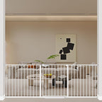 WAOWAO Triple Lock 77.17-84.65" Baby Gate Extra Wide Pressure Mounted Walk Through Swing Auto Close Safety White Metal Dog Pet Puppy for Stairs,Doorways,Kitchen