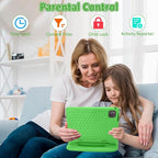 Tablet for Kids, 10.1 inch IPS HD Touchscreen Android 14 64 GB Storage, 8GB RAM, Octa Core Kids Tablet, Parental Controls, 12-hr Battery, WiFi, GPS - Green