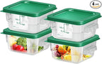 4 pcs 2qt Food Storage Containers with Lid, Square Clear Commercial Food Storage Containers with Handle and Scale for Food Storage in Home Kitchen & Dining (Rreen)