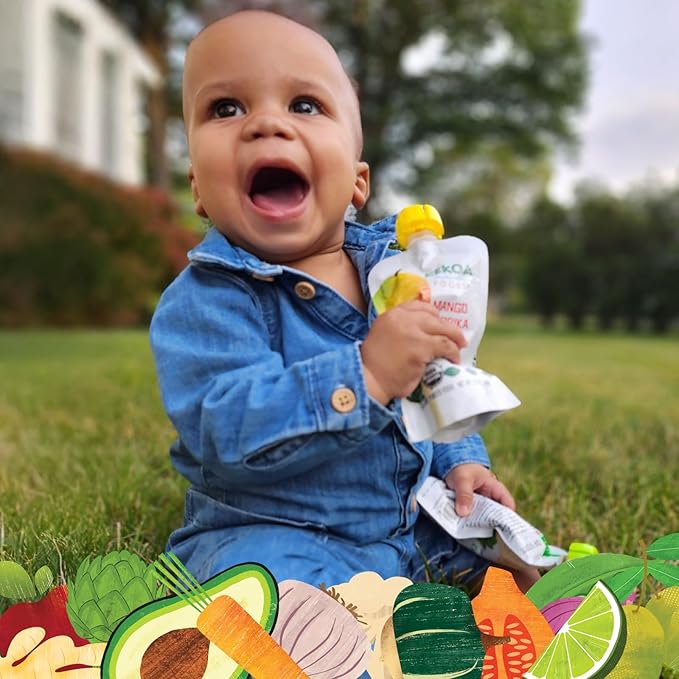 Kekoa Foods Mango Paprika Baby Food Purée | 100% USDA Certified-Organic, No Sugar Added | Organic, Non-GMO, Gluten-Free, Vegan | Sweet Mango with Lime & Mild Paprika | 3.5 oz Squeeze Pouch