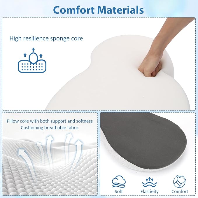 Baby Lounger,Pillow with Safety Straps, Dual-Function Removable Machine-Washable Pad, Lightweight & Portable（Gray）