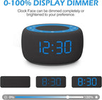 Buffbee Sound Machine & Alarm Clock 2-in-1, 0-100% Clock Face Brightness, Bottom Colored Light, Sleep Timer, Precise 30-Level Volume Control White Noise Machines