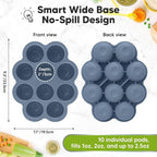 KeaBabies Silicone Food Freezer Trays with Lid, 2oz x 10 Pods Baby Food Storage Containers, Easy Puree Meal Prep, Breast Milk Silicone Freezer Molds, Dishwasher, Microwave Safe, BPA-Free (Slate)