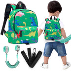 Accmor Toddler Backpack Leash with Anti Lost Wrist Link, Cute Mini Child Walking Harnesses Keep Kids Close Back Pack Rope Tether Rein for Baby Boys (Green/Dino)