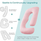 Sasttie Pregnancy Pillows for Sleeping, U Shaped Cooling Full Body Pillow with Removable Cover, Pregnant Women Must Haves, Maternity Essential, Light Pink