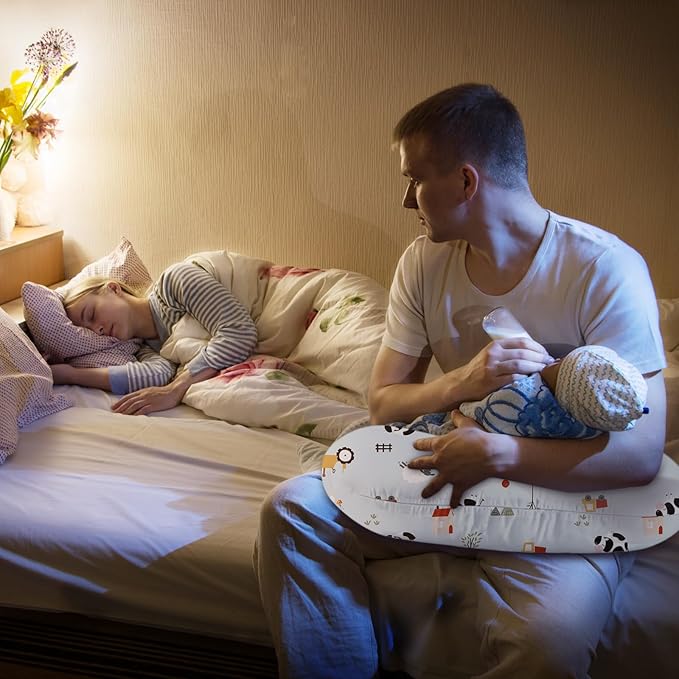 Little Grape Land Nursing Pillow for Breastfeeding, Breathable Breast Feeding Pillow and Positioner with Removable Cover for More Support, Tummy Time and Bottle Feeding Support Pillow, Blue Ranch