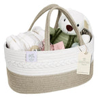 KiddyCare Baby Diaper Caddy Organizer, Cotton Nursery Baby Gift Basket with Handle Lid Baby Caddy Organizer, Portable Baby Basket Diapers & Wipes, Basket for Moms, Wheat Field - Large