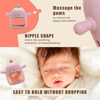 Baby Fruit Feeder & Breastmilk Popsicle Mold Set – 3 Pack Silicone Teething Relief Kit with Food Feeder Pacifier, Freezer Tray with Lid & Baby Teether Toy (Blush)