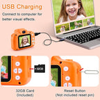GKTZ Toys for Girls Age 3-8, Kids Camera Digital Video Toddler Camera Children Camcorder Birthday Gifts for 3 4 5 6 7 8 Year Old Girls with 32GB SD Card