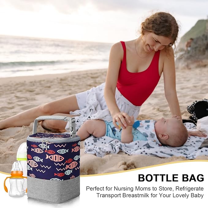 Accmor Breastmilk Cooler Bag, Baby Bottle Cooler Bags, Insulated Bottle Cooler Tote Bags On The Go, Fits 4 Large 8oz Bottles, for Nursing Mom Daycare Travel