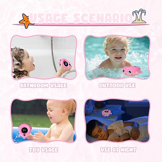 TKY Baby Bath Thermometer with Floating Toys - Digital Water & Room Temperature Monitor, Rechargeable Thermometer with Alerts for Newborn Bath Essentials, Infant Safety