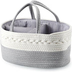 PandaEar Baby Diaper Caddy Organizer for Boys Girls, Portable Baby Diaper Basket, Travel Cotton Rope Diaper Caddy Change Organizer for Baby Shower Gifts Newborn Infants