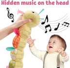 LIGHTDESIRE Baby Toys Musical Caterpillar,Infant Toys Stuffed Animal Toys with Ruler Design and Ring Bell,Baby Teething Toys for Tummy Time Newborn Boys Girls 0 3 6 12 Months(Yellow)