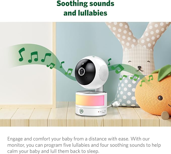 LeapFrog LF915-2HD Baby Monitor, 2 Cameras, 5” 720p Screen, 360° Pan-Tilt-Zoom, Color Night Vision, Night Light, Two-Way Intercom, Secured Transmission No WiFi