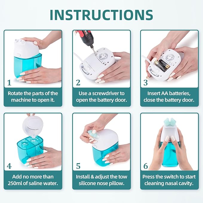 Nasal Irrigation System with 30 Saline Packets, Sinus Rinse Machine, Nose Sinus Cleaner Machine with Water Tank & Waste Collection Tank - Violet