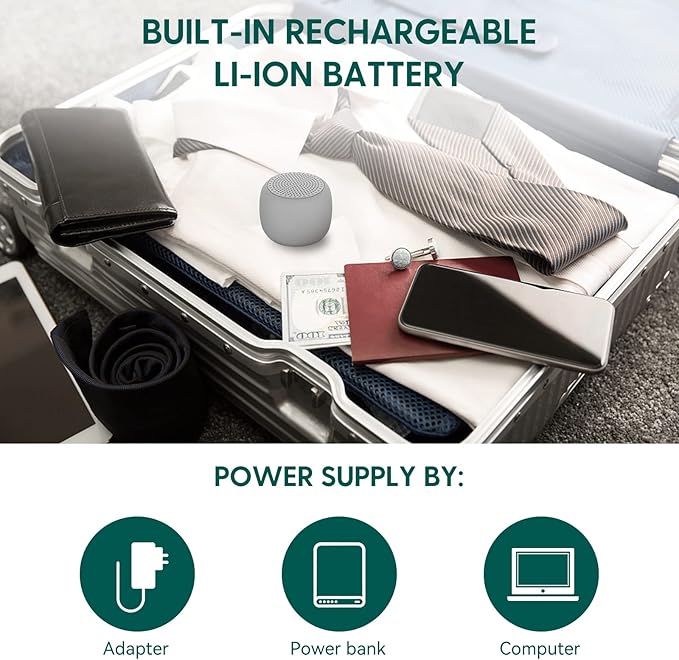 Babelio White Noise Sound Machine for Adults Kids Baby, Mini, 15 Non-looping Sounds, Timer, Memory Function, Easy to Pocket and Travel Gray